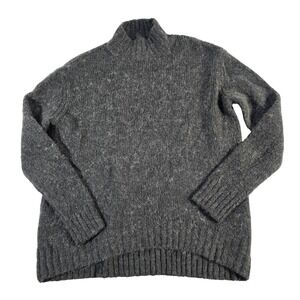 FOR THE REPUBLIC Men Charcoal Grey Mock Neck Wool‎ Blend Sweater Size S